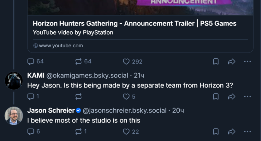 «HHG занимается отдельная от&amp;nbsp;Horizon 3 команда?»«Полагаю, в&amp;nbsp;создании [новой игры] задействована бóльшая часть студии»